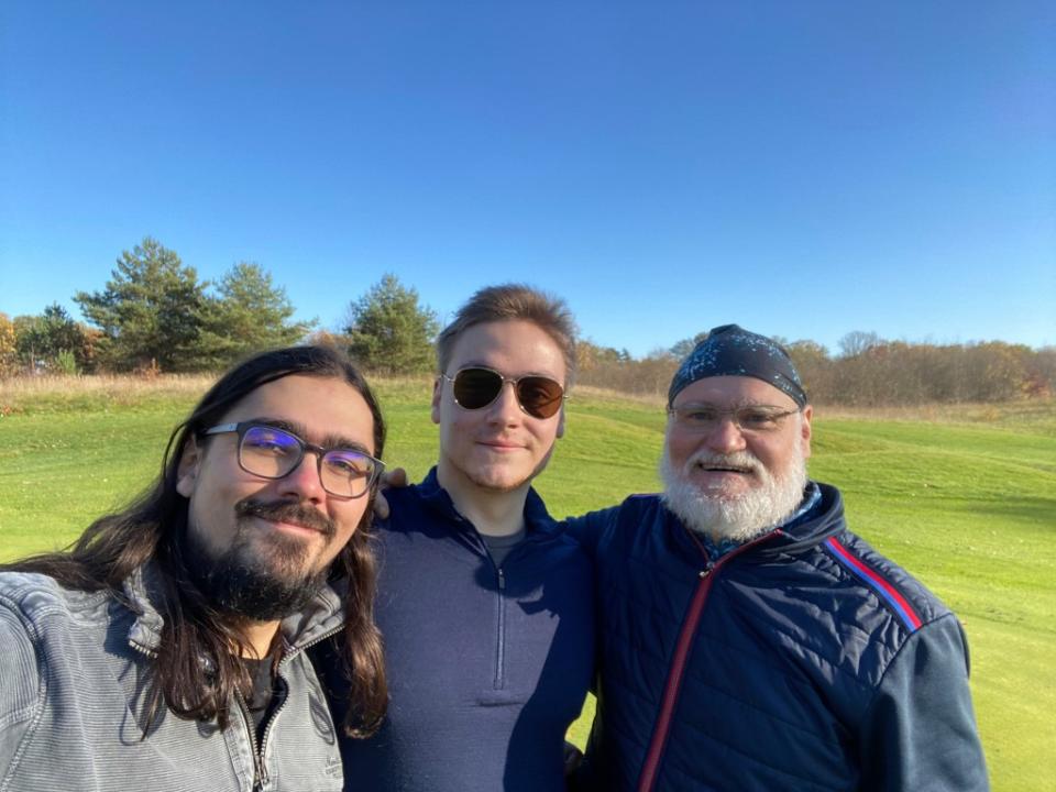 Bommer (far right) said the experience also became a special bonding moment with his two biological sons, Jakob, 30, (left) and Anton, 24, (center). Brian Glicklich