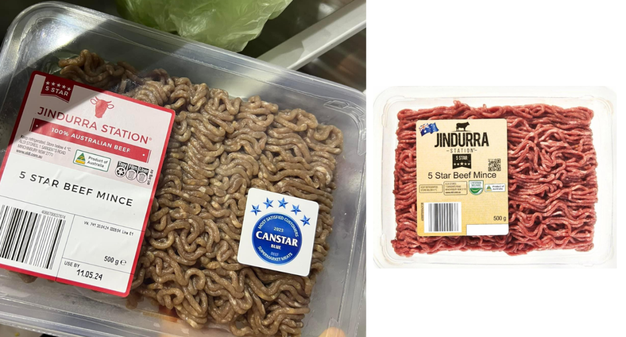 The colour of the Aldi beef mince, despite being within its expiry date, has been called into question. Photo: Facebook/Aldi