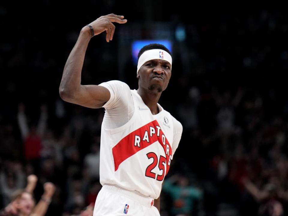 Toronto Raptors forward Chris Boucher created the SlimmDuck Scholarship for students of Caribbean descent in the Spanning the Gaps program. (Nathan Denette/The Canadian Press - image credit)