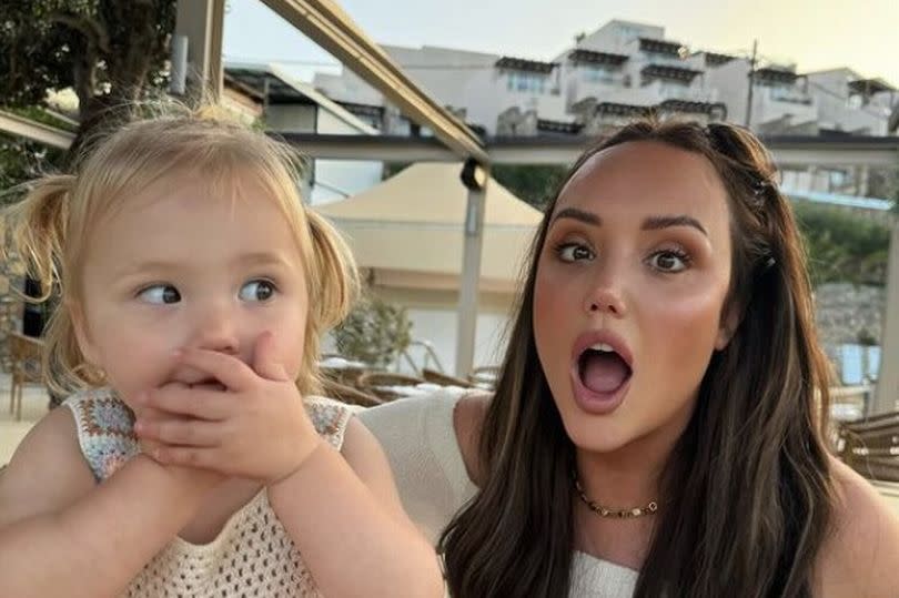Charlotte Crosby and daughter Alba on holiday in Crete, Greece