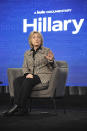 Hillary Clinton participates in the Hulu "Hillary" panel during the Winter 2020 Television Critics Association Press Tour, on Friday, Jan. 17, 2020, in Pasadena, Calif. (Photo by Richard Shotwell/Invision/AP)