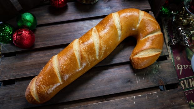 <p>Candy Cane Sourdough Bread from the Boudin Bread Cart at Disney California Adventure Park</p><p>Disney</p>