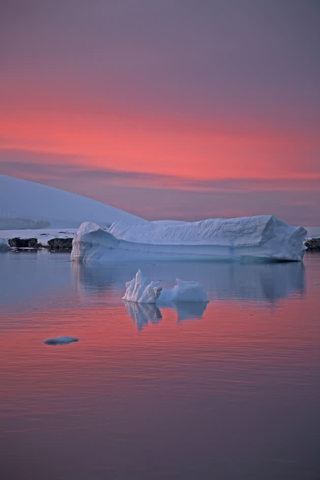 <b>Frozen Planet, BBC One, Wed, 9pm</b><br><b> Episode 3</b><br><br>Sunset over Antarctic Peninsula landscape with icebergs. Haunt of killer whales.