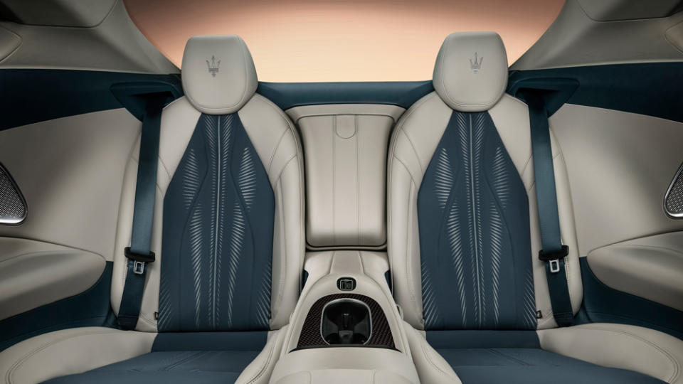 The rear interior of the 2024 Maserati GranTurismo Folgore.