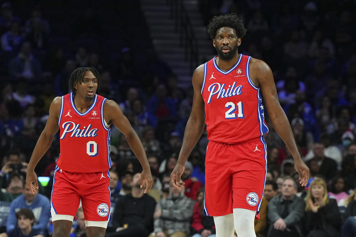 The pressure is on Daryl Morey this offseason to build a contender around Joel Embiid and Tyrese Maxey. (Mitchell Leff/Getty Images)