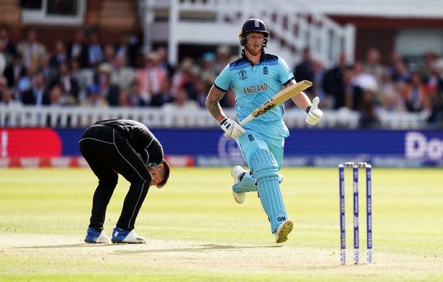 New Zealand’s James Neesham, left, was powerless to stop Ben Stokes in 2019