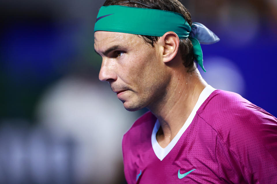 Rafa Nadal (pictured) looks on during a match at the Mexican Open.