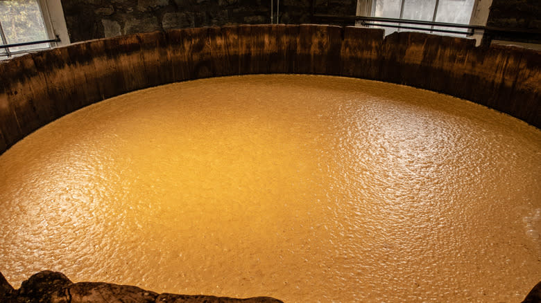 corn mash in barrel