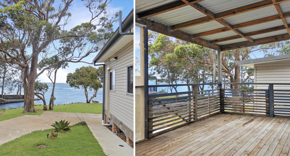 The Gorokan property from the back of the house (left) and the patio (right). 