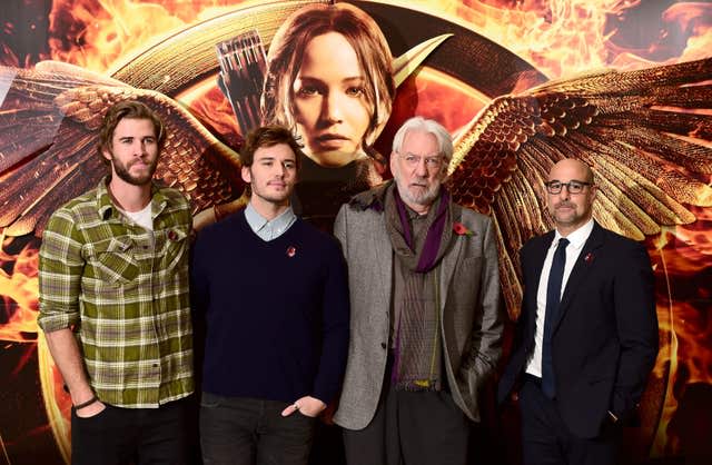 Liam Hemsworth, Sam Claflin, Donald Sutherland and Stanley Tucci