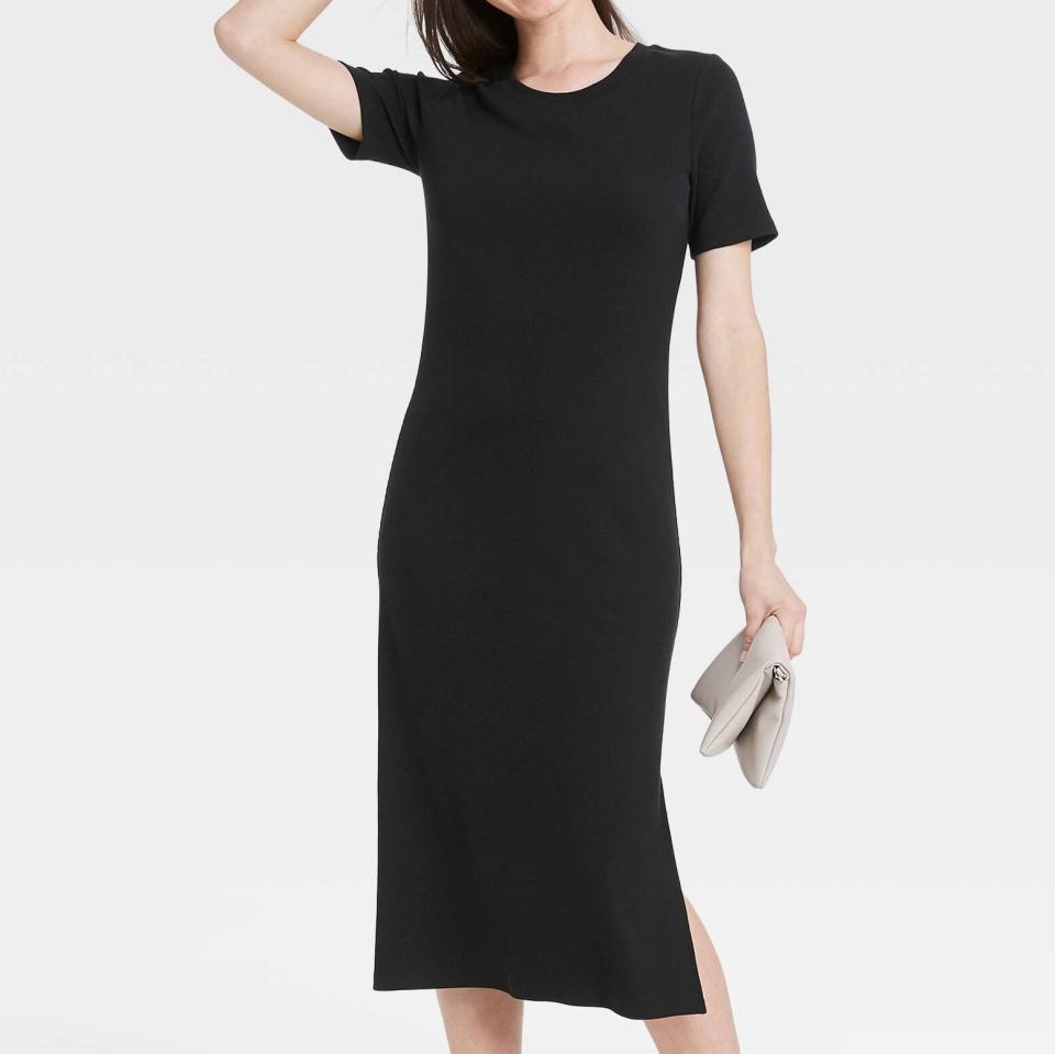 A New Day Short Sleeve Rib Knit T-shirt Dress