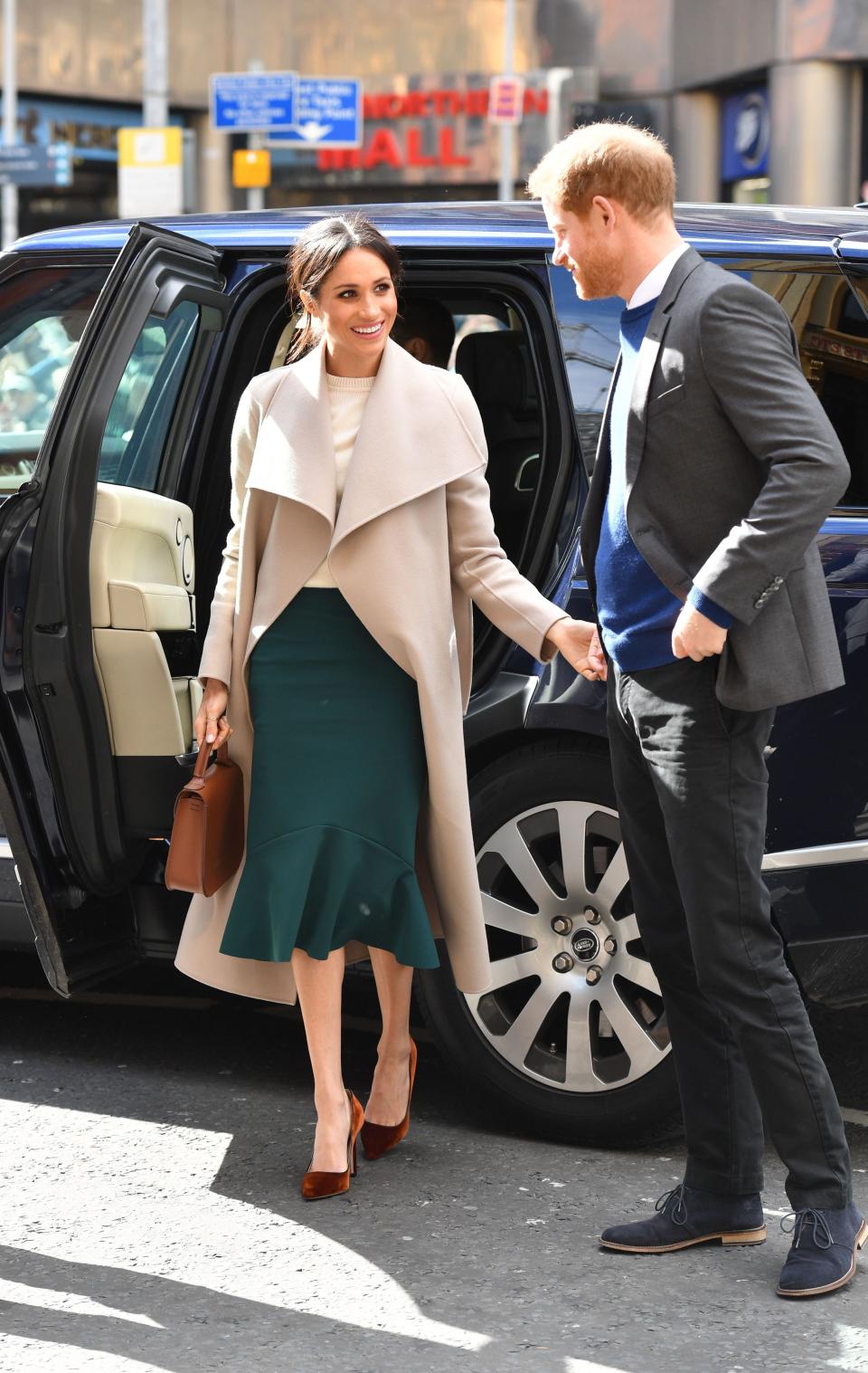 While visiting Northern Ireland with Prince Harry, Meghan Markle carried a bag by Charlotte Elizabeth, a recipient of the Prince's Trust.