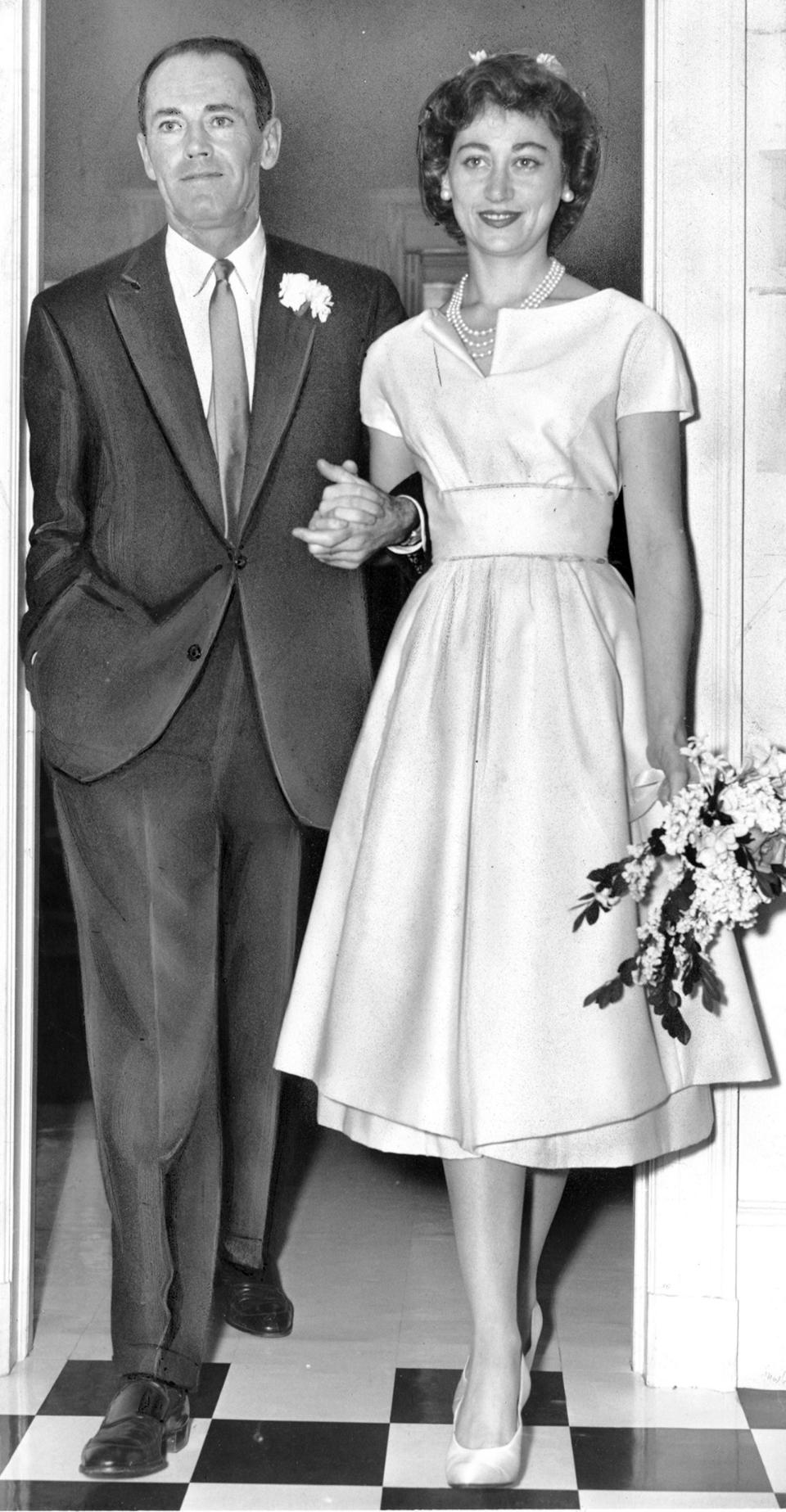 Actor Henry Fonda, 51, and the Italian Baroness Afdera Franchetti, 23, are a happy couple after marriage yesterday at 151 E. 74th St.