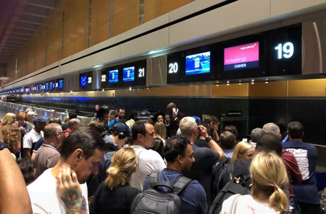 Passengers waiting at Boston Logan International 