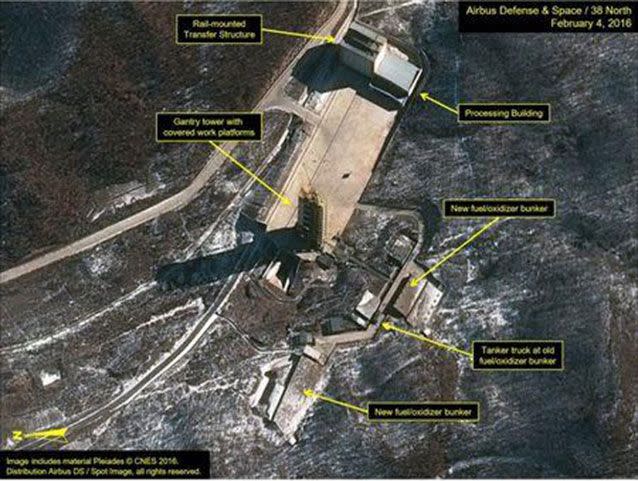 Structures at the Sohae Satellite Launching Station in North Korea captured in January Airbus Defense & Space and 38 North satellite.