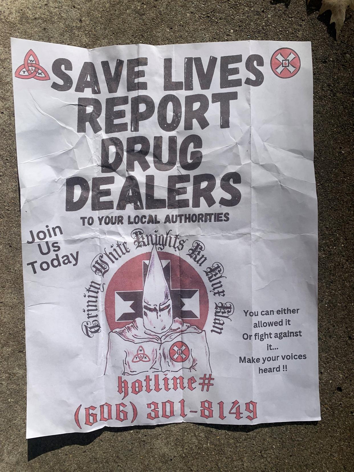KKK flyers were dropped at homes in Carmel and Fishers