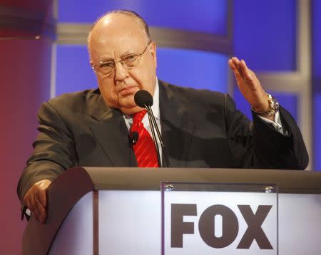 Roger Ailes, then chairman and CEO of Fox News and Fox Television Stations, answers questions during a panel discussion at the Television Critics Association summer press tour in Pasadena, California July 24, 2006. REUTERS/Fred Prouser/File Photo