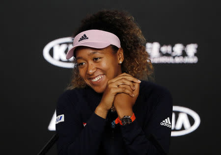 FILE PHOTO - Tennis - Australian Open - Women's Singles Final - Melbourne Park, Melbourne, Australia, January 26, 2019. Japan's Naomi Osaka attends a news conference after winning her match against Czech Republic's Petra Kvitova. REUTERS/Adnan Abidi -