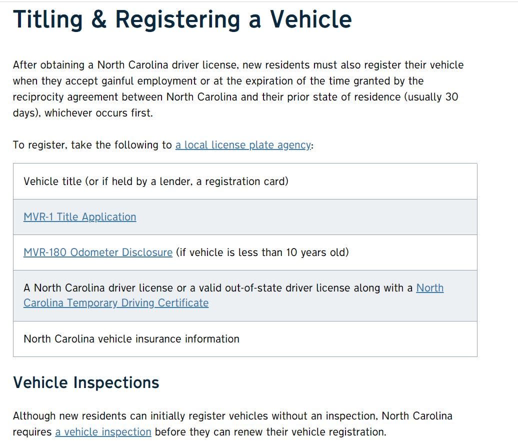 A reader says she was told it would cost her $480 to register her car in North Carolina, which she found excessively high.