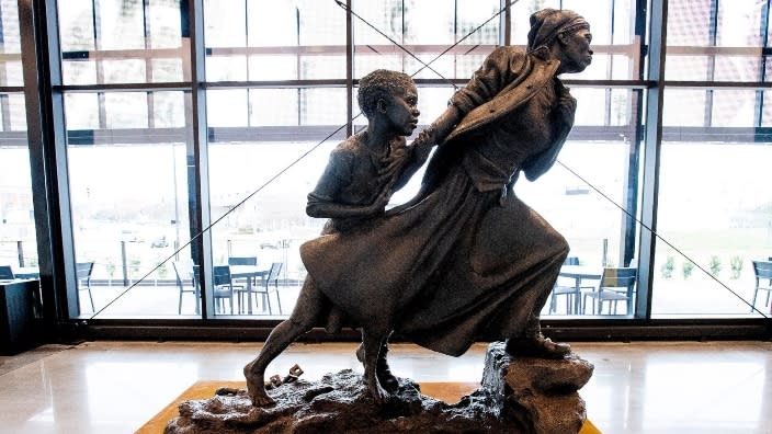 Harriet Tubman: The Journey To Freedom, the mobile statue by artist Wesley Wofford, is shown on display in February 2020 in Montgomery, Alabama. (Photo: Mickey Welsh via Imagn Content Services, LLC)