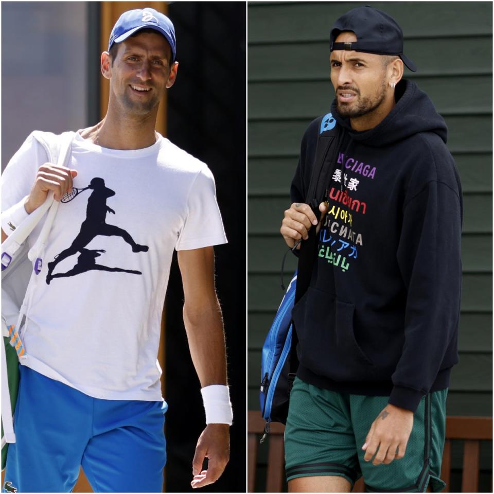 Novak Djokovic and Nick Kyrgios (PA)