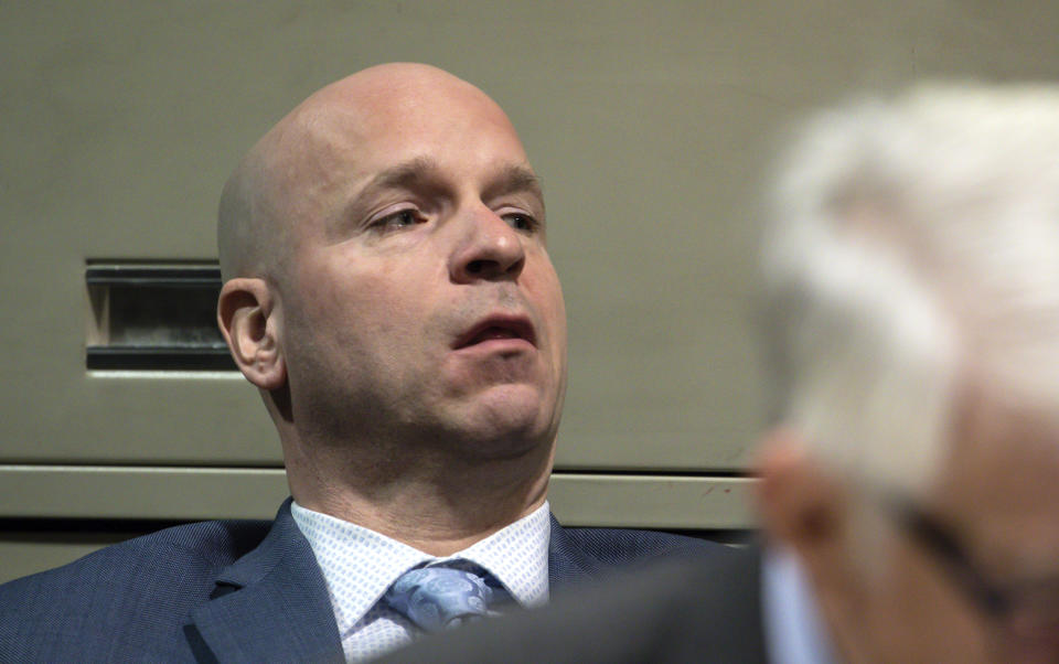 Former Chicago Police Officer Joseph Walsh, left, listens during his trial before Judge Domenica A. Stephenson at Leighton Criminal Court Building, Thursday, Dec. 6, 2018 in Chicago. Walsh, along with former Detective David March , and former Chicago police officer Thomas Gaffney, charged with lying about the shooting of black teenager Laquan McDonald won't testify at trial and their attorneys have rested their cases. (Zbigniew Bzdak/Chicago Tribune via AP, Pool)