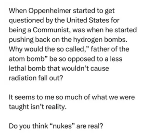 "Do you think 'nukes' are real?"