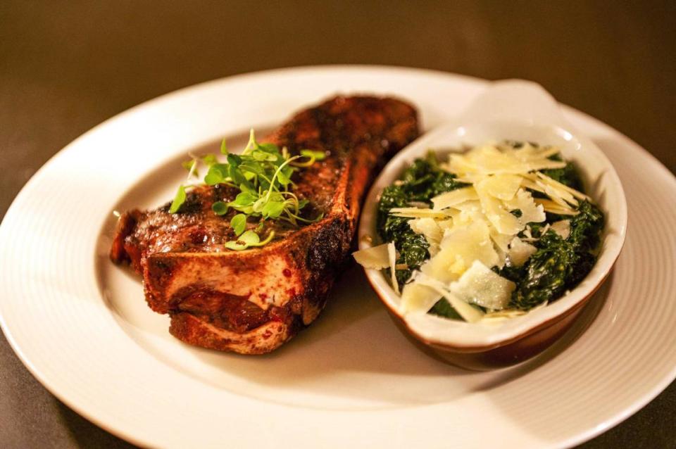 The Kansas City strip steak originated at the Golden Ox and is one of the restaurant’s most popular menu items. Order it with the Parmesan creamed spinach.