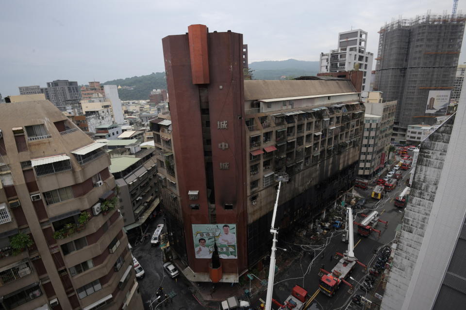 The buildings lower floors are appear completely destroyed by the fire. Source: Reuters