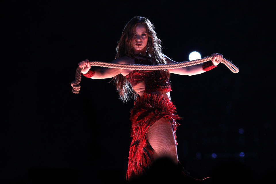 Shakira en su actuación en el mediotiempo del SuperBowl en 2020 en Miami. (Photo by Jamie Squire/Getty Images)