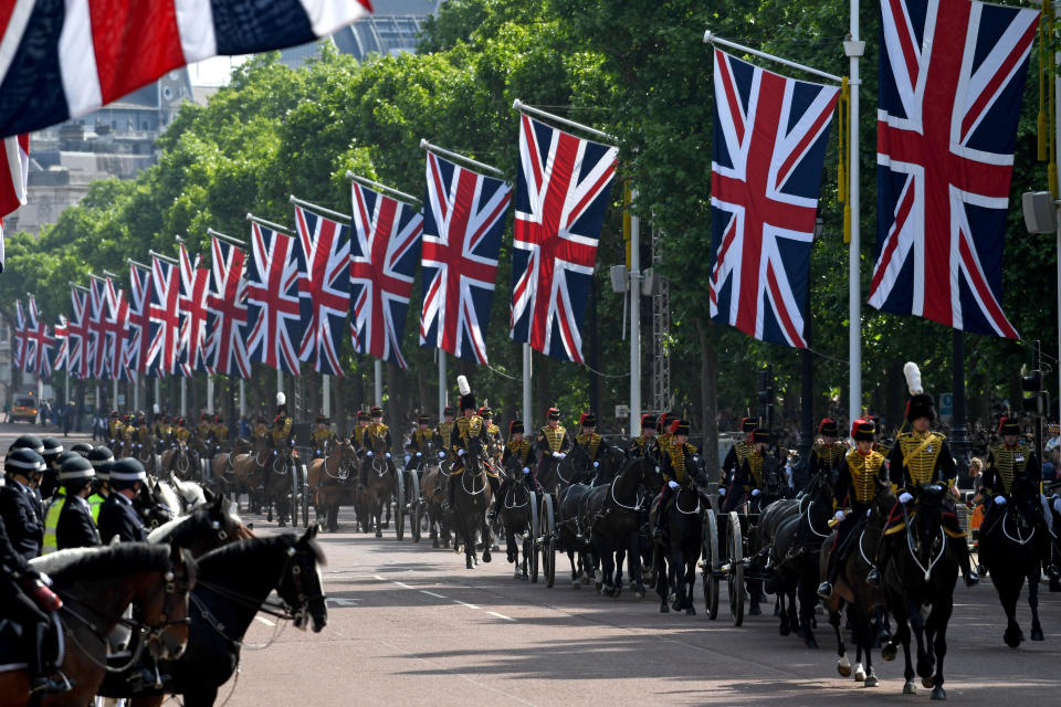 Queen's Platinum Jubilee – Troops ride down The Mall