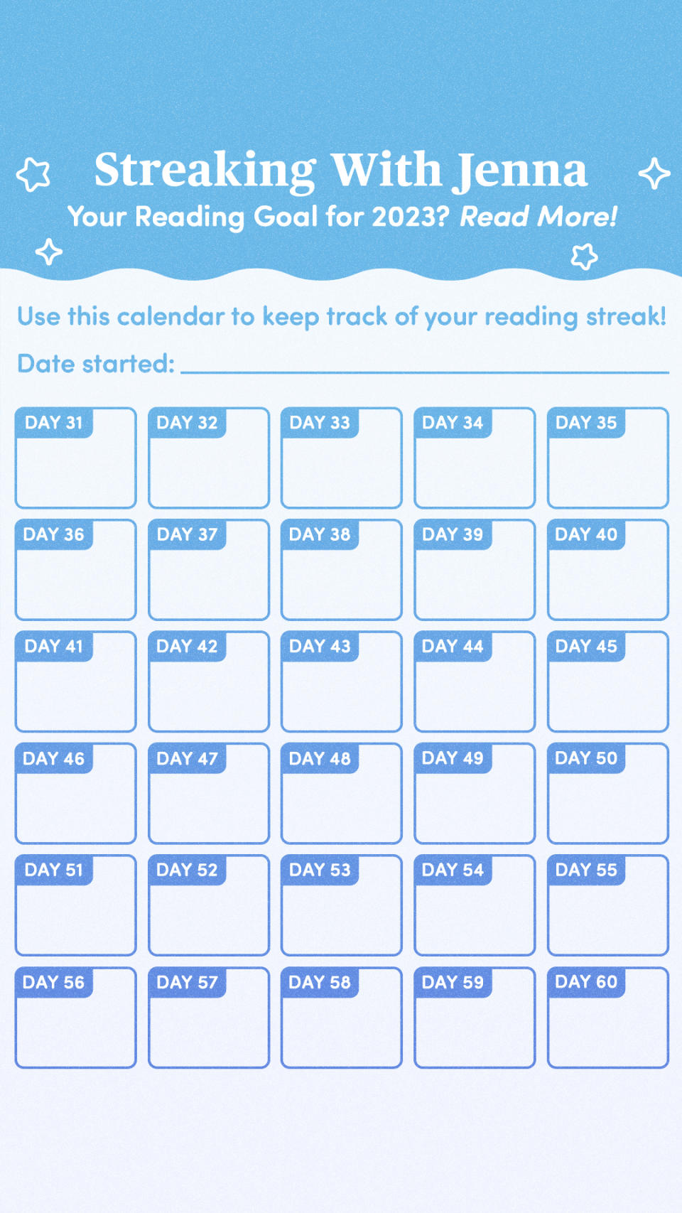 Calendar to track reading  (TODAY Illustration)