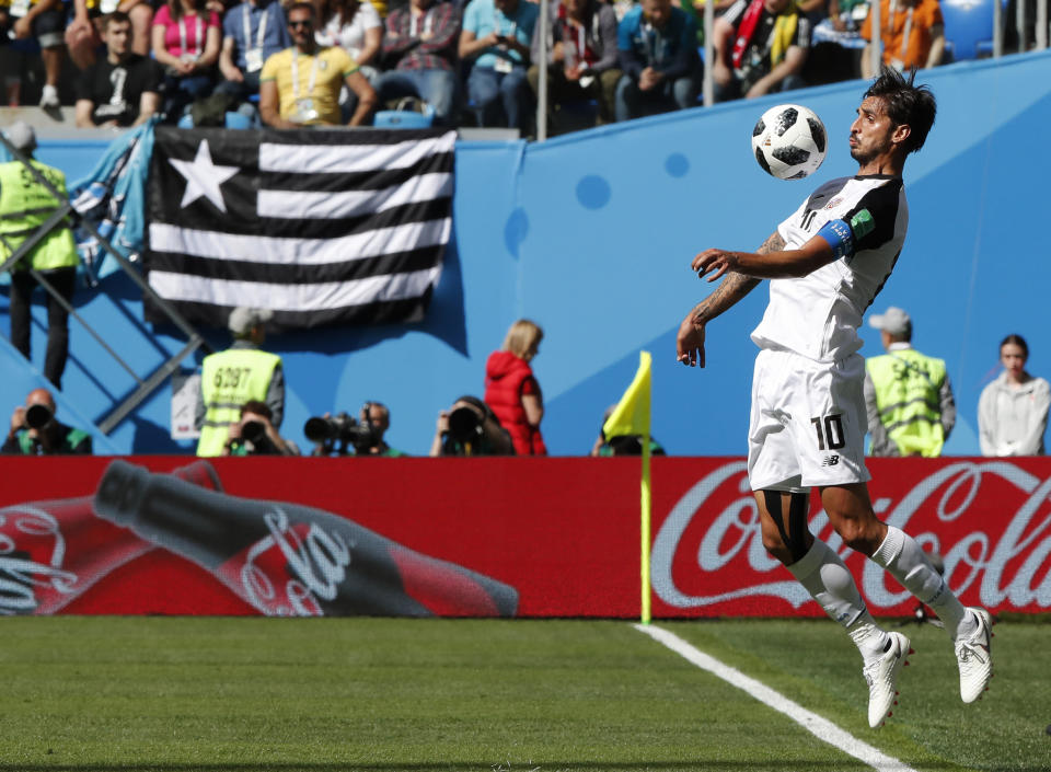 <p>Costa Rica’s Bryan Ruiz is in control as the first half ends goalless </p>