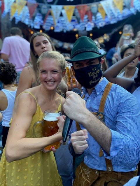 Anna posing Octoberfest at Radegast