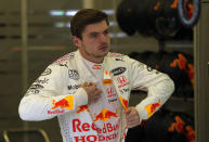 Red Bull driver Max Verstappen prepares for the Turkish Formula One Grand Prix at the Intercity Istanbul Park circuit in Istanbul, Turkey, Sunday, Oct. 10, 2021. (AP Photo/Francisco Seco)