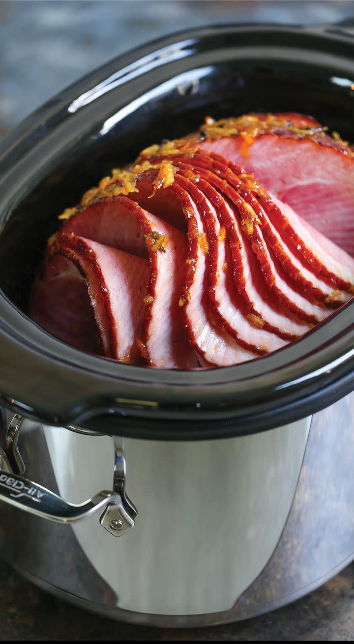 <strong>Get the <a href="https://damndelicious.net/2017/04/01/slow-cooker-holiday-ham/" target="_blank">Slow Cooker Holiday Ham</a> recipe from Damn Delicious.</strong>