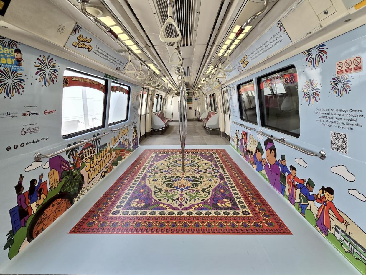Hari Raya themed festive decorations in MRT trains from 27 March to 7 May 2024 (Photo: Land Transport Authority) 