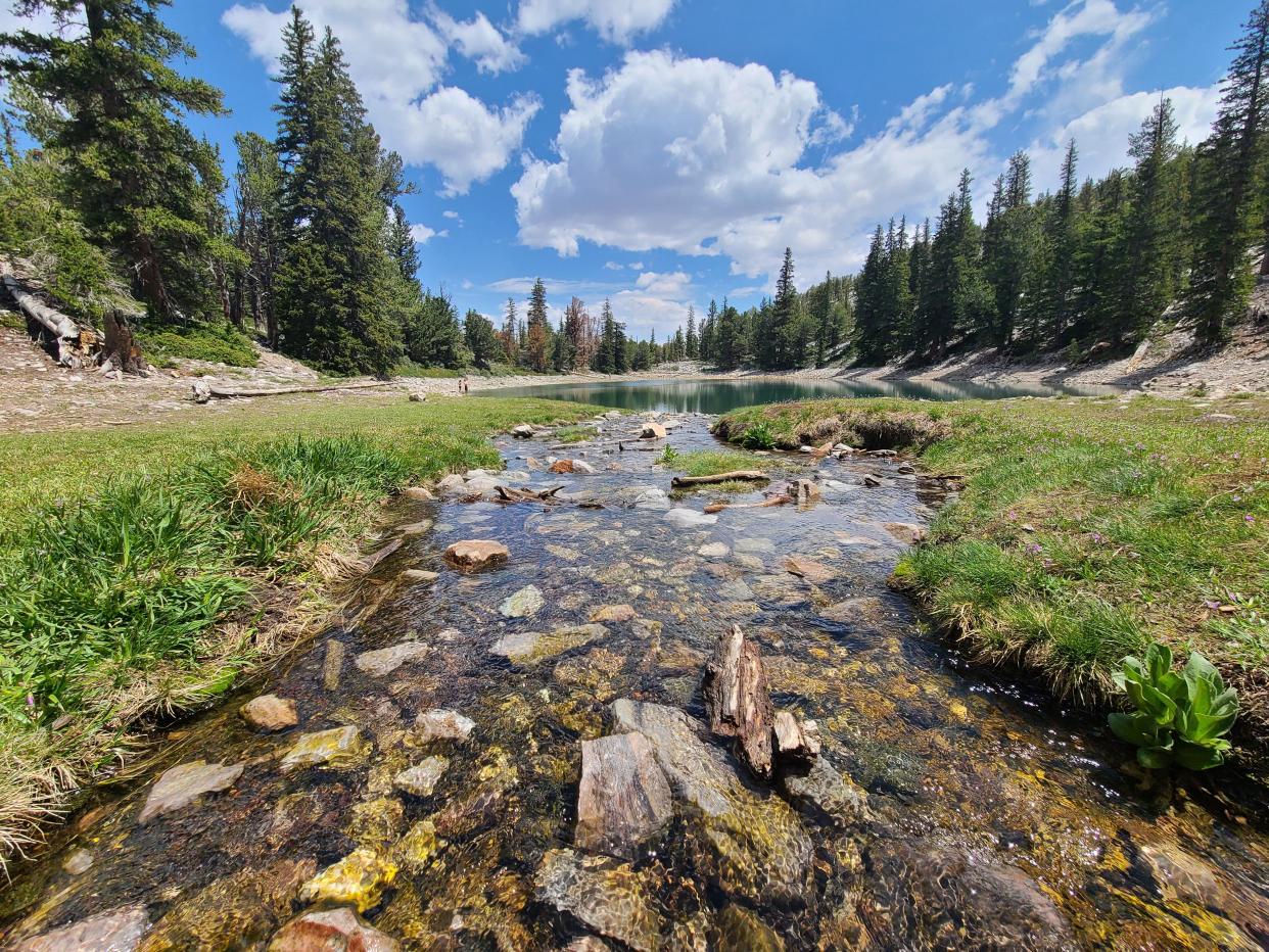 Teresa Lake is one the lakes on the Alpine Lakes Loop trail at Great Basin National Park