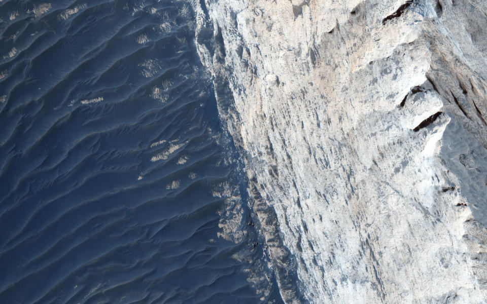 <p>A view of Ophir Chasma on the northern portion of the vast Mars canyon system, Valles Marineris, taken by NASA’s Mars Reconnaissance Orbiter Aug. 10, 2015. (Photo: NASA/JPL-Caltech/Univ. of Arizona/Reuters) </p>