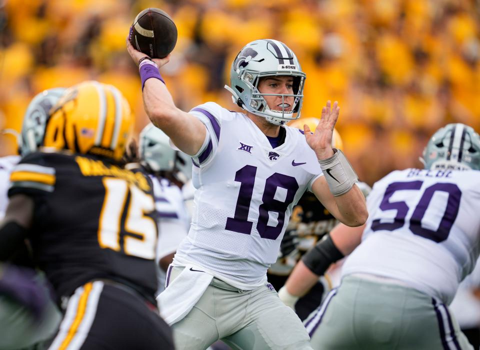 Kansas State's Will Howard threw for 270 yards with three touchdowns and an interception in a 30-27 loss to Missouri on Sept. 16. He also ran for 21 yards on 10 carries.