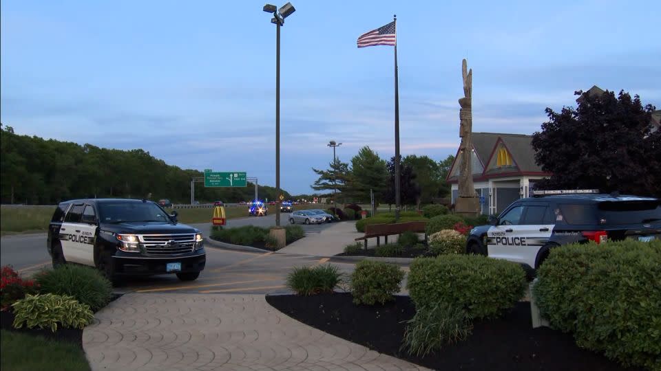 Jared Ravizza is accused of stabbing two people Saturday evening at this McDonald's in Plymouth, Massachusetts. - WBZ