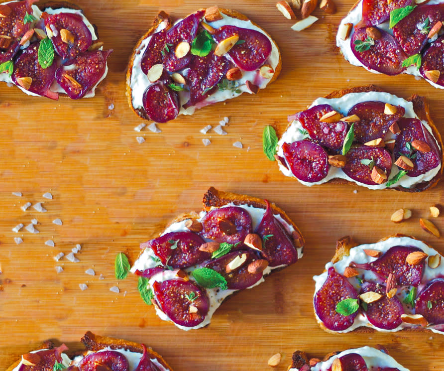 Wine-Poached Figs on Ricotta Toast