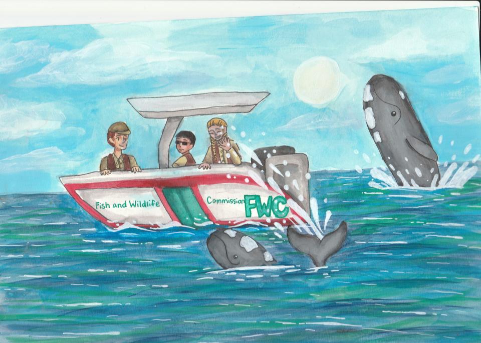 Florida Fish and Wildlife Commission agents come to the rescue of an entangled Right whale in G. Mischele Miller's children's book, “Riley the Right Whale and His Friend Kyle.”