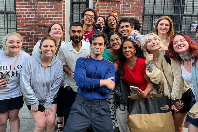 <p>Jose Perez/Bauer-Griffin/GC Images</p> Penn Badgley with fans