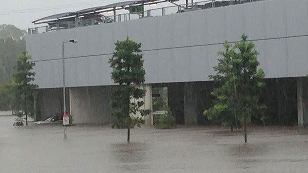 Flooding at the Robina Hospital car park. Source: Paul Burt