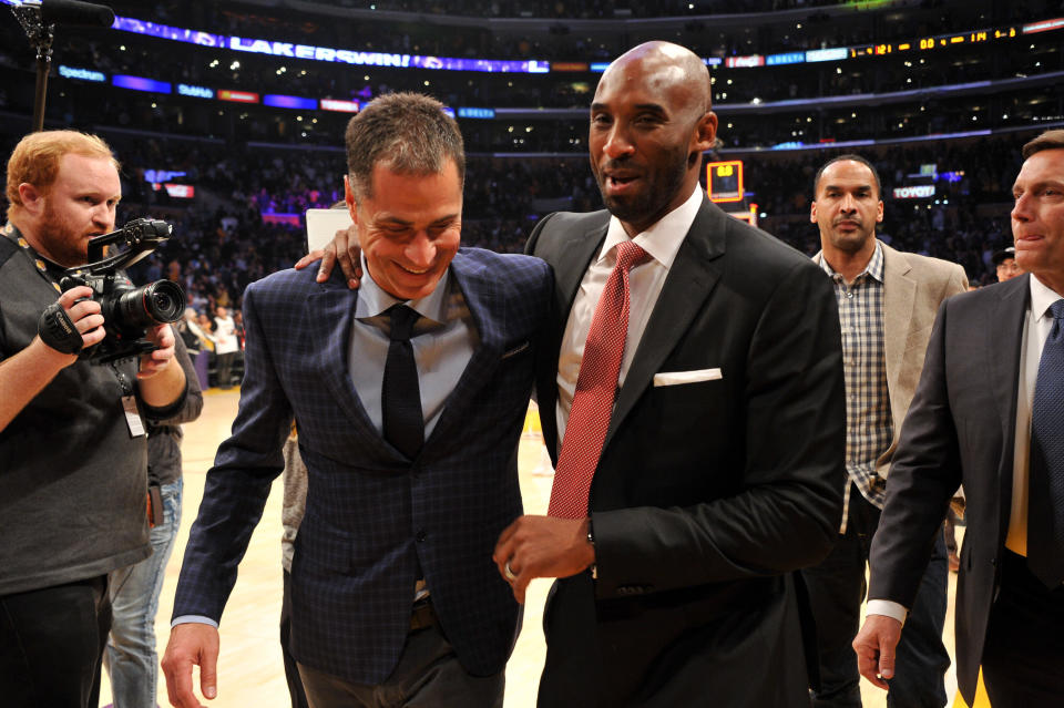Tuesday's reports begs the question of why Rob Pelinka would make up the Kobe Bryant-Heath Ledger story. (Getty)