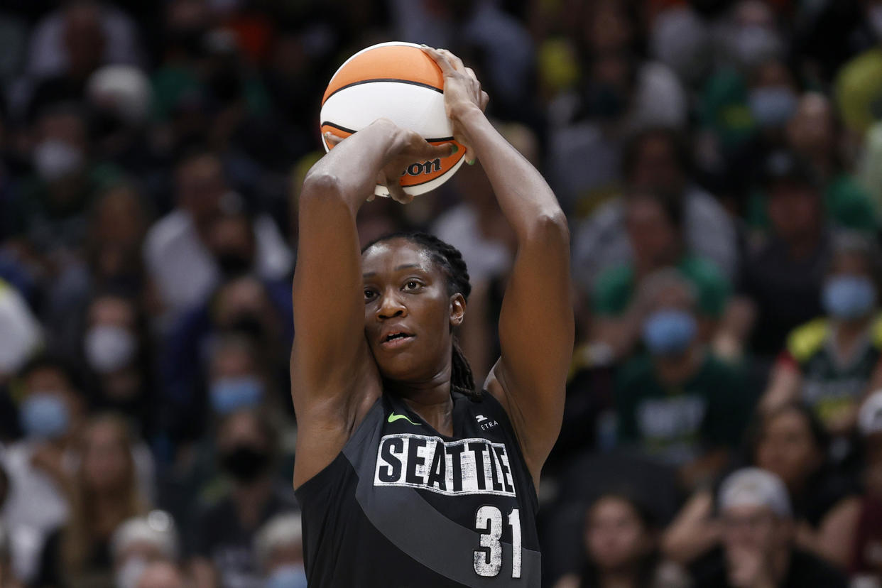 The 35-year-old Charles last played in the WNBA in 2022 with the Phoenix Mercury and Seattle Storm. (Photo by Steph Chambers/Getty Images)