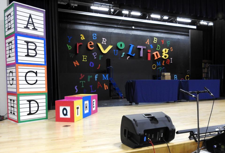 The set of "Matilda: The Musical" in the auditorium of Ridgewood High School.