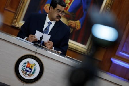 Venezuela's President Nicolas Maduro attends the National Journalist Award ceremony at Miraflores Palace in Caracas