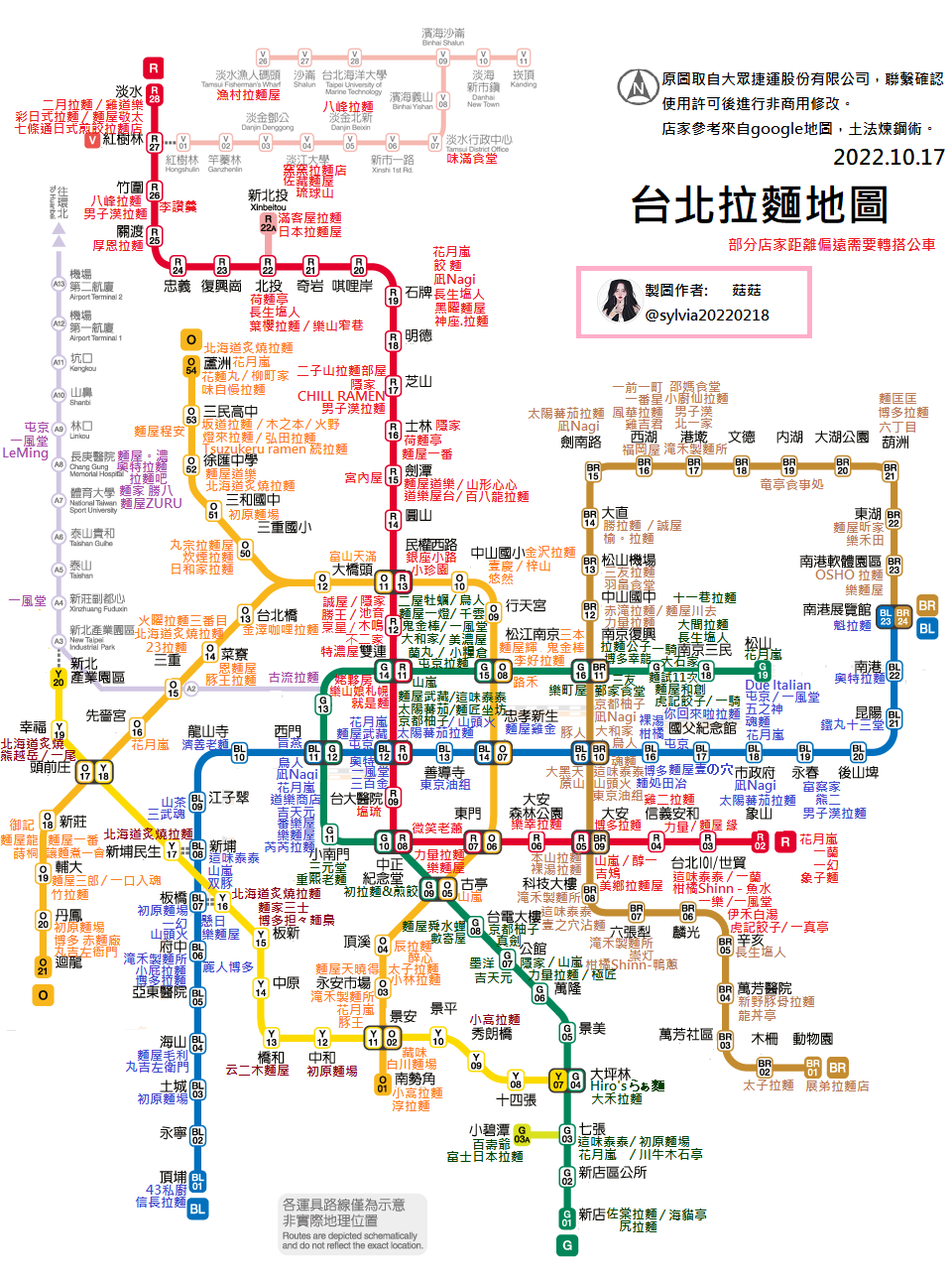 有網友整理出9大「台北捷運美食地圖」。（圖片來源：作者提供）
